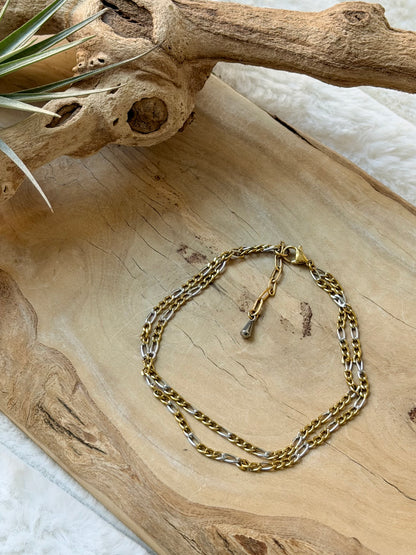 Mixed Metal Stainless Duet Anklet