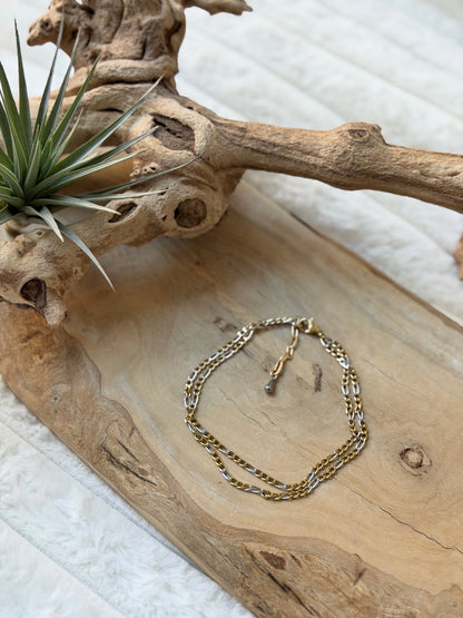 Mixed Metal Stainless Duet Anklet