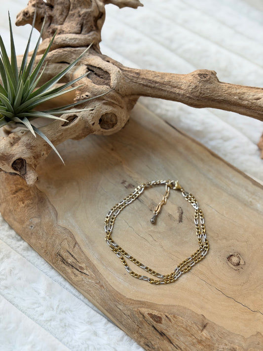 Mixed Metal Stainless Duet Anklet