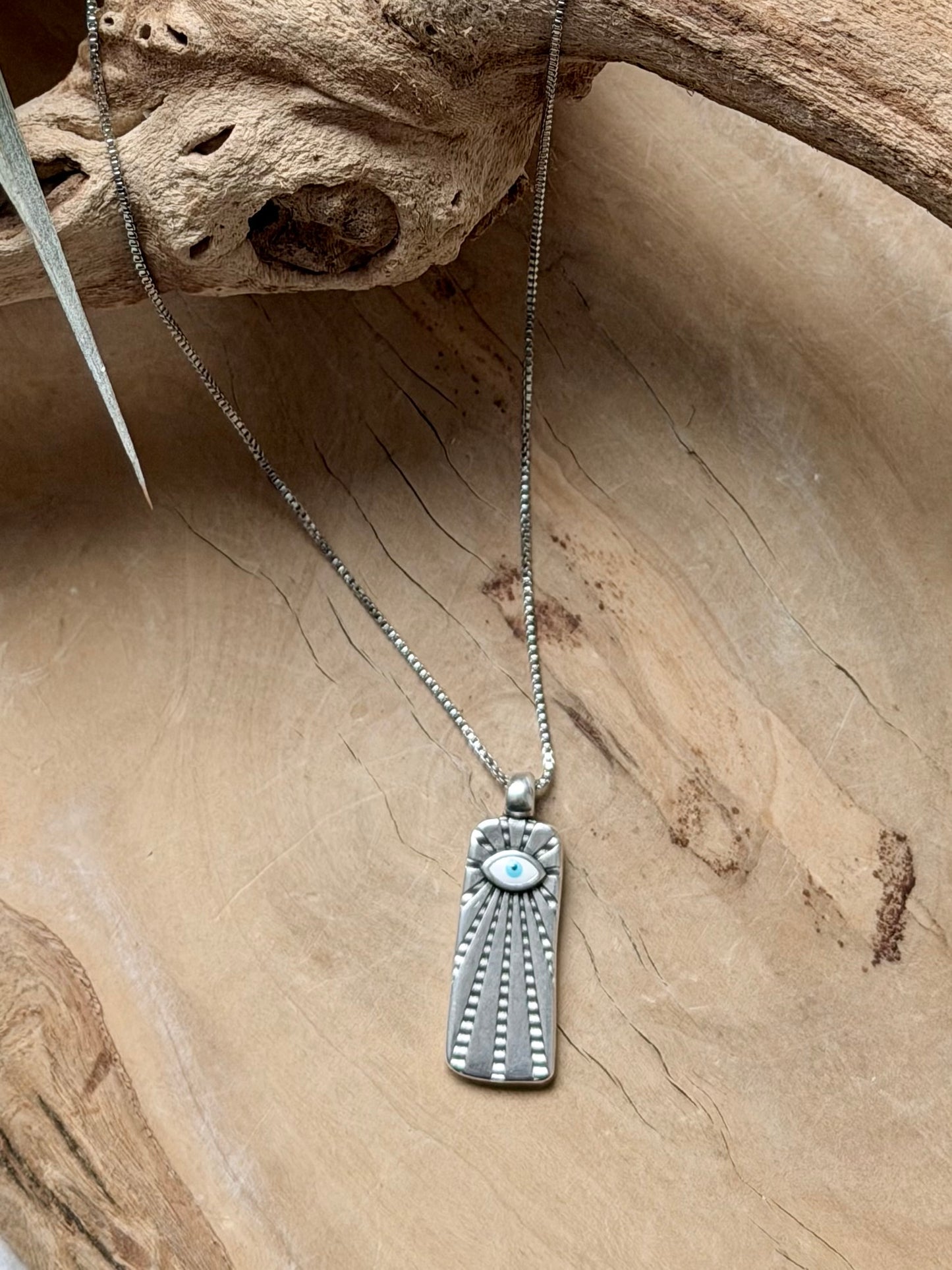 Evil Eye Pendant + Stainless Steel Necklace