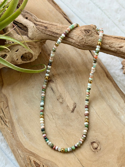 Mixed Opal + Gold Beaded Necklace