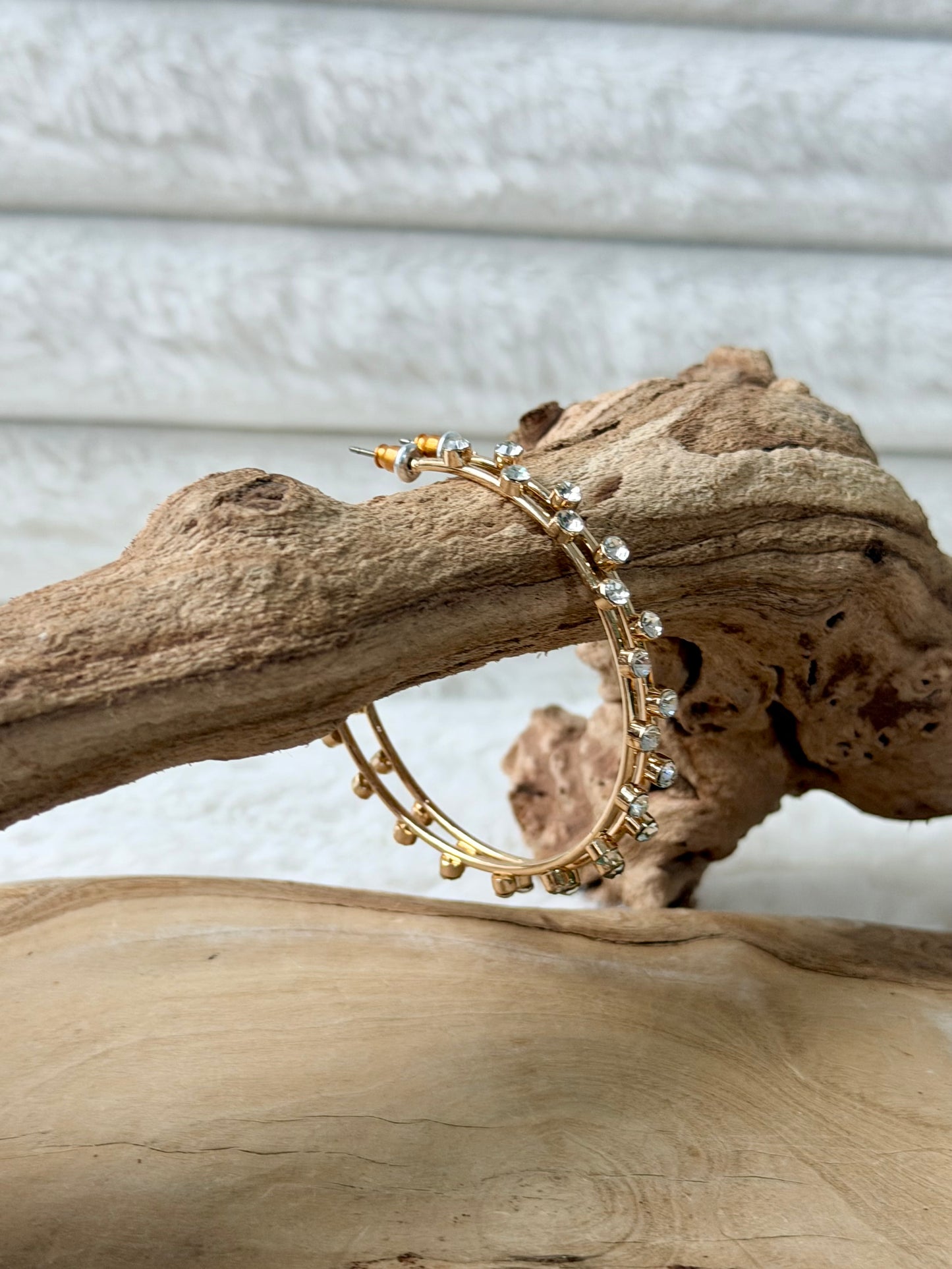 Crystal-Studded Gold Hoop Earrings