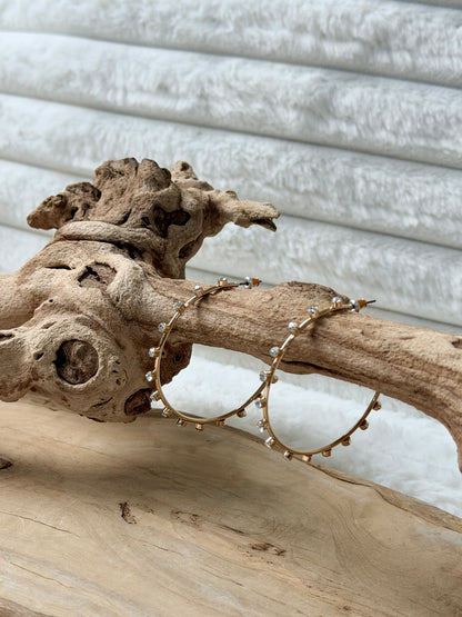 Crystal-Studded Gold Hoop Earrings