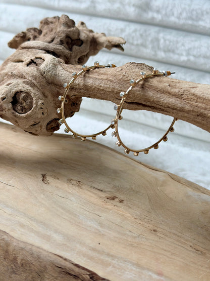 Crystal-Studded Gold Hoop Earrings