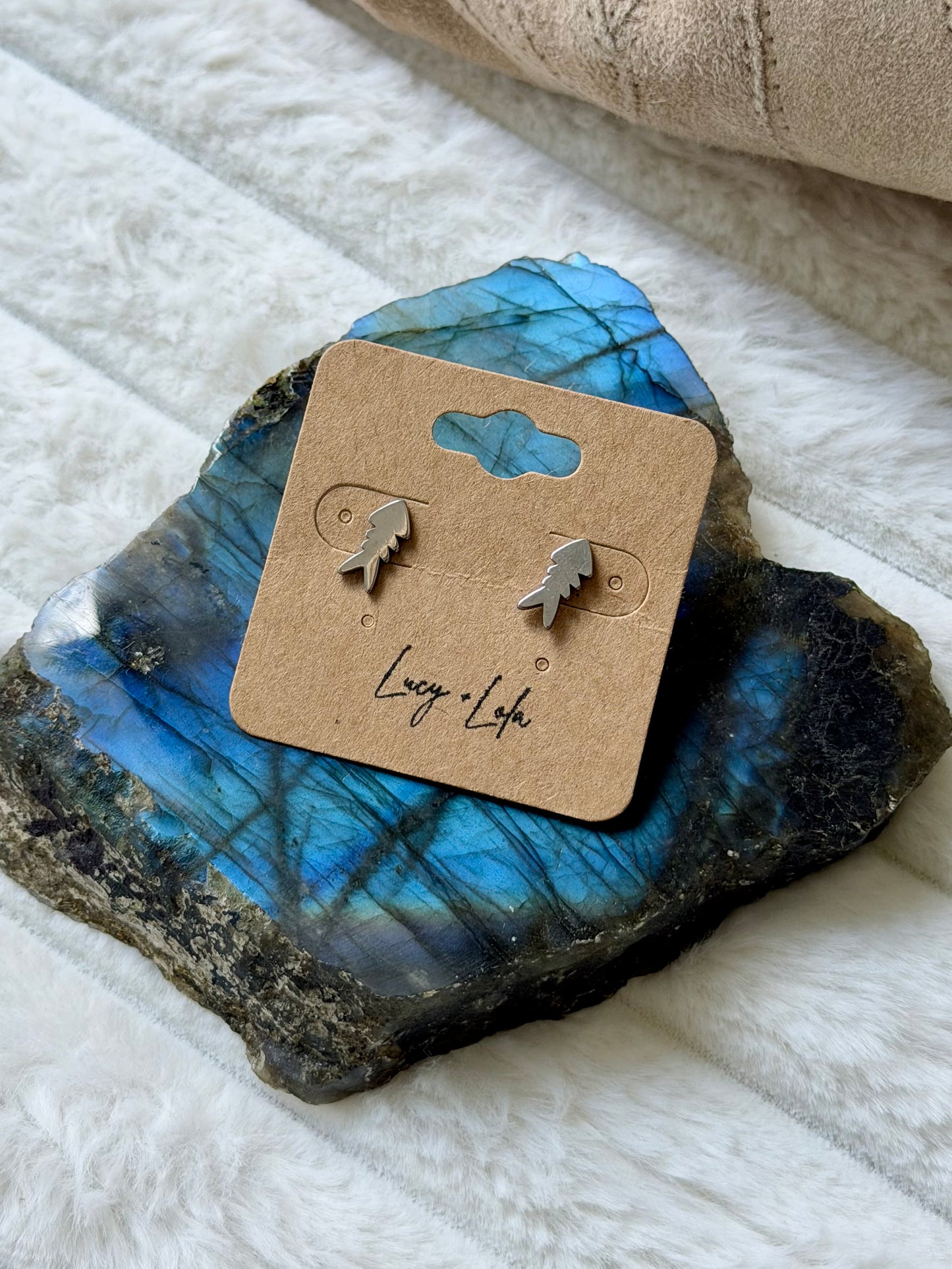 Stainless Steel Fishbone Stud Earrings