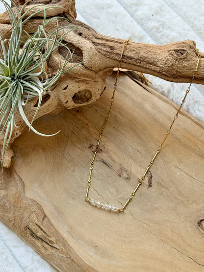 Madagascar Moonstone + Gold Stainless Steel Necklace