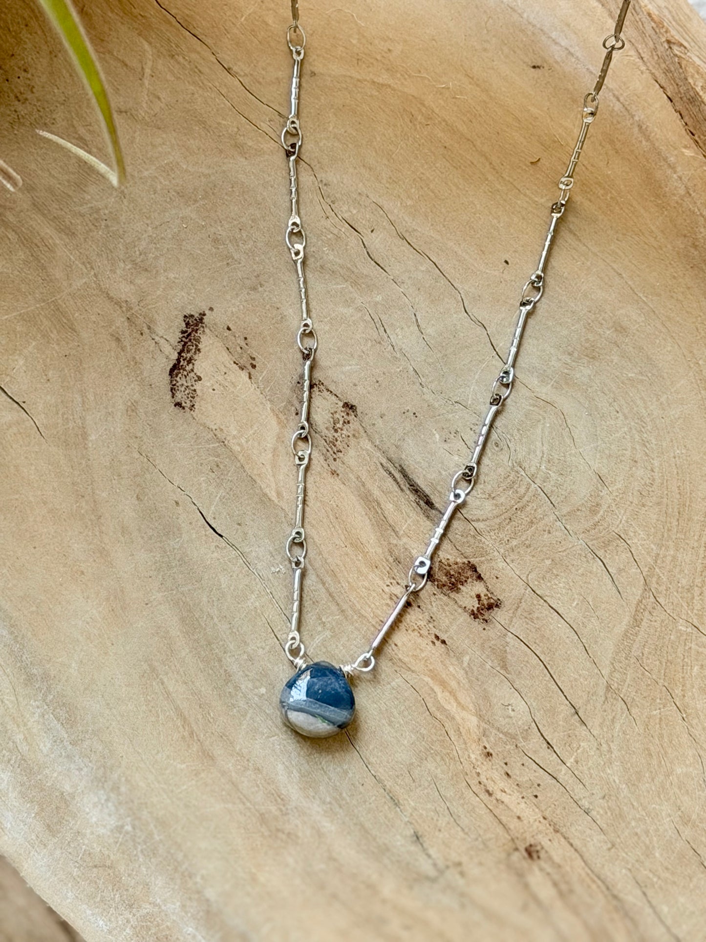 Lightning Ridge Australian Opal + Stainless Steel Necklace