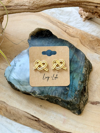 Gold Pretzel Stud Earrings