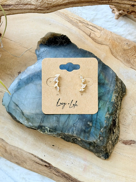 Gold Roman Leaves Stud Earrings