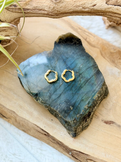 Stainless Steel Flower Huggie Earrings