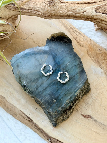 Stainless Steel Flower Huggie Earrings