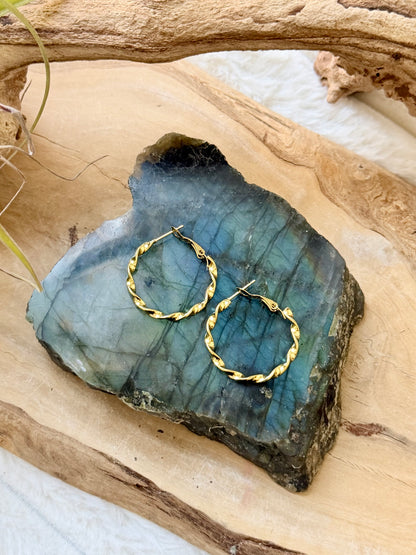 Stainless Steel Twist Hoop Earrings