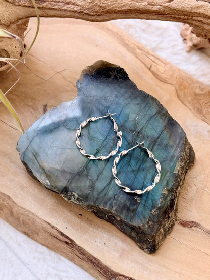 Stainless Steel Twist Hoop Earrings