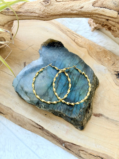 Stainless Steel Twist Hoop Earrings