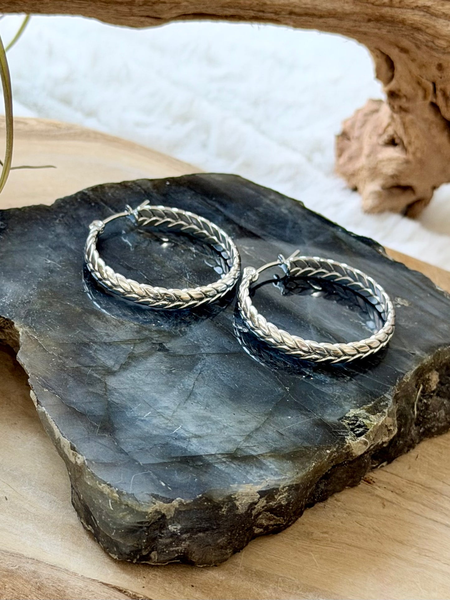 Stainless Steel Braided Hoop Earrings
