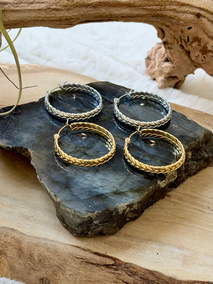 Stainless Steel Braided Hoop Earrings