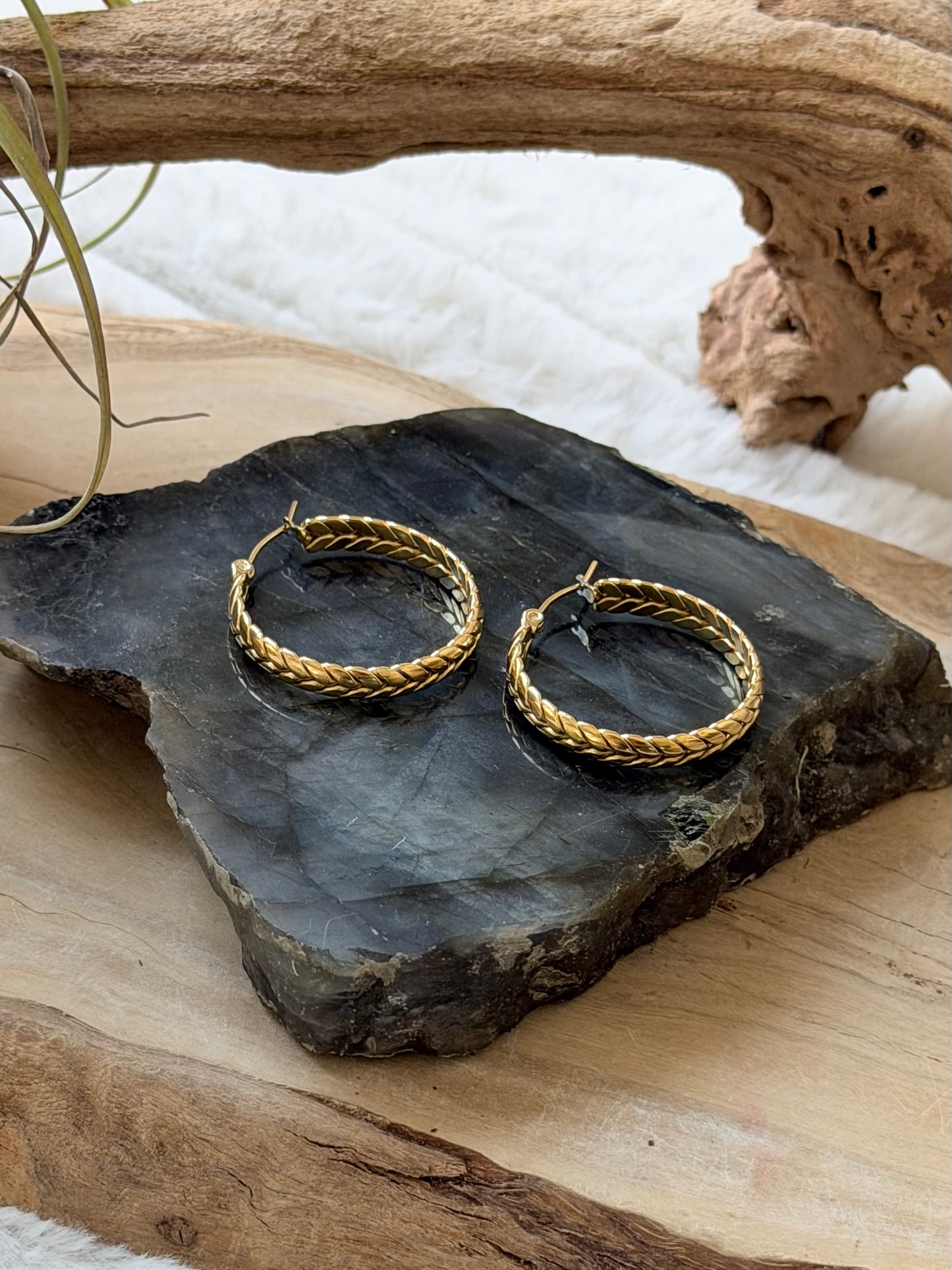 Stainless Steel Braided Hoop Earrings