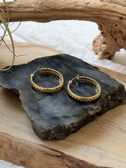 Stainless Steel Braided Hoop Earrings