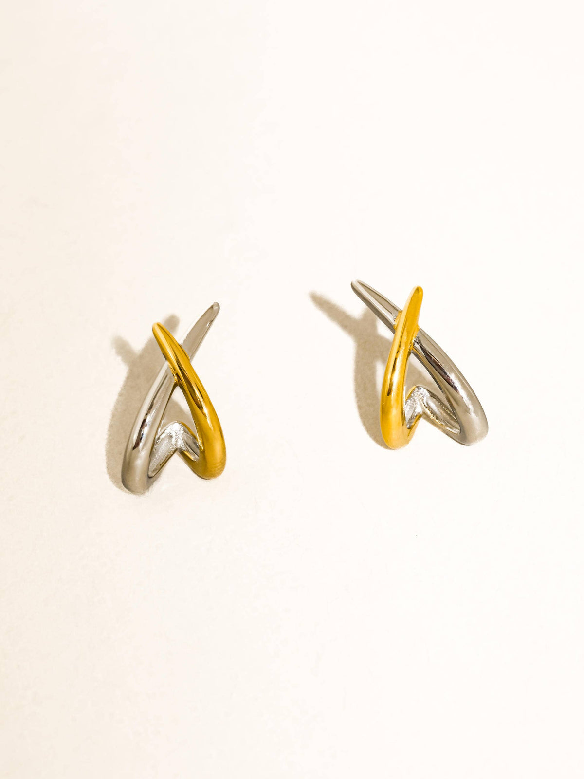 Mixed Metal Crossover Earrings