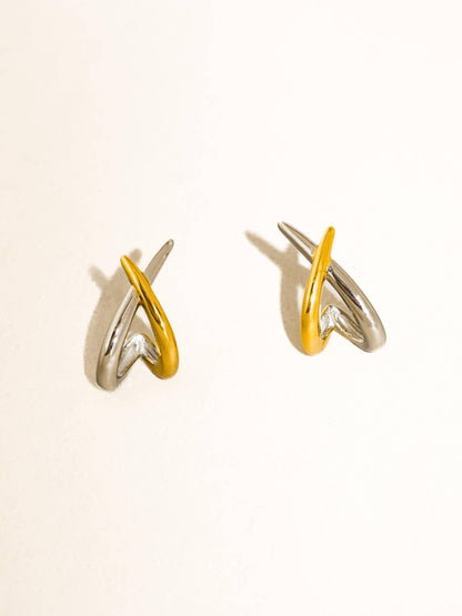 Mixed Metal Crossover Earrings