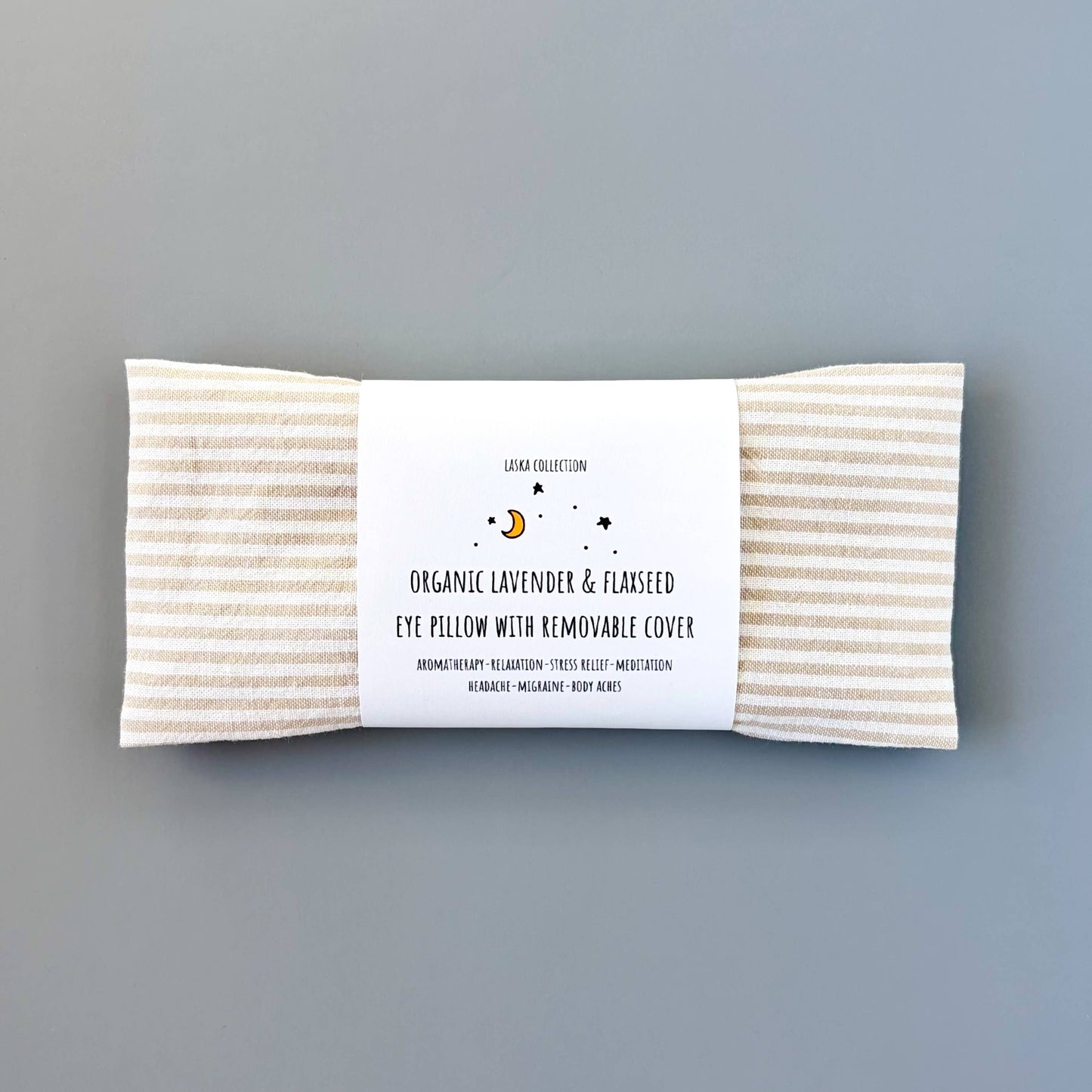 Tan and White Stripes Lavender Eye Pillow