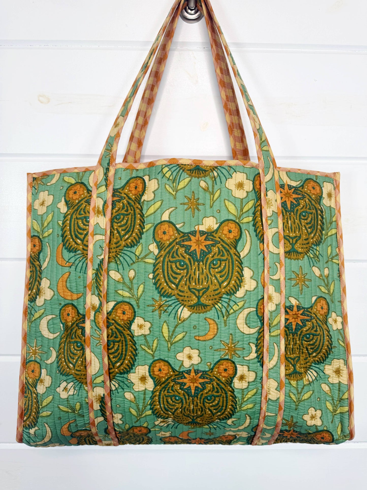 Jade Celestial Tiger Large Tote Bags | Quilted Tote