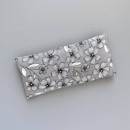 Gray Floral Organic Lavender and Flaxseed Eye Pillow