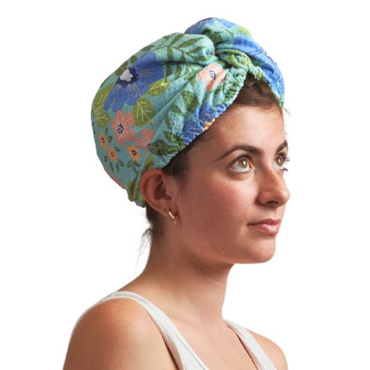 Garden in Turquoise - Hair Towel Wrap