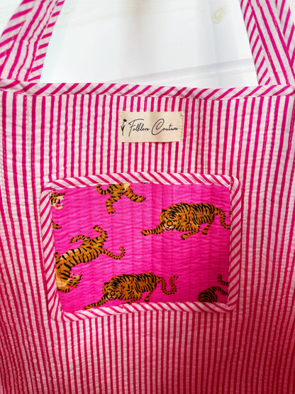 Bright Pink Tiger Tote Bag