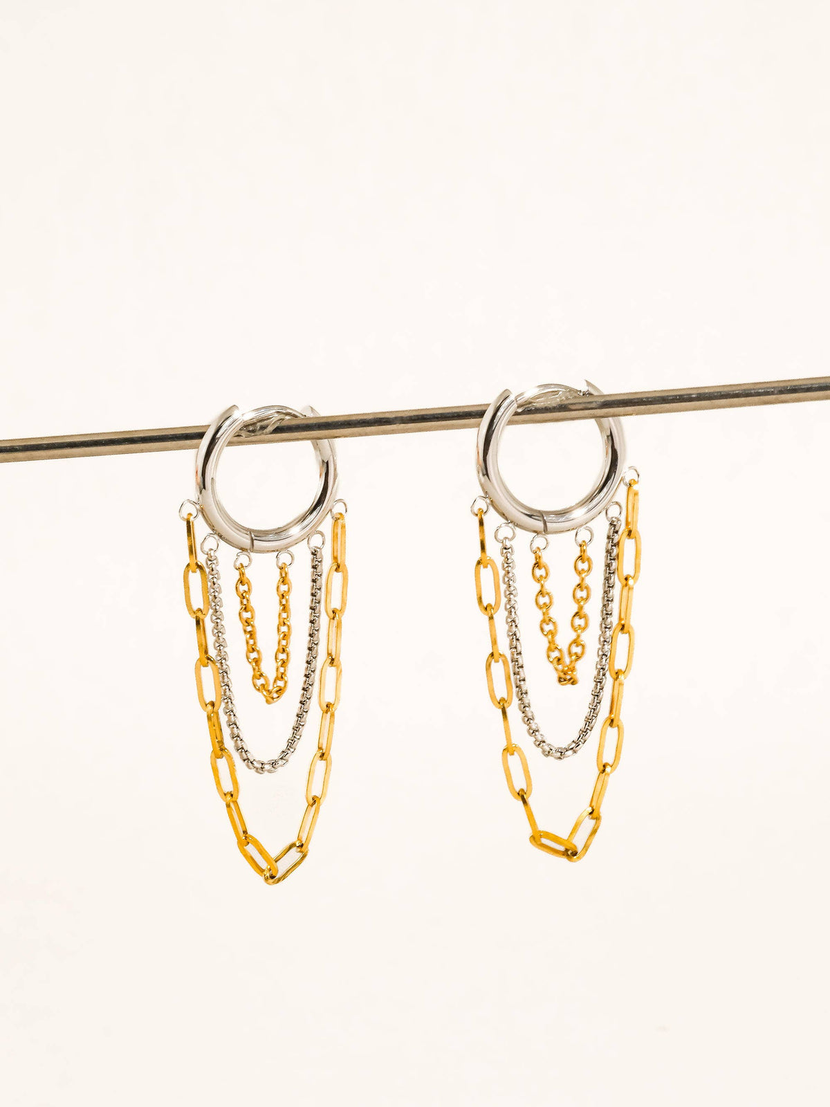 Multi-Chain Drop Hoop Earrings