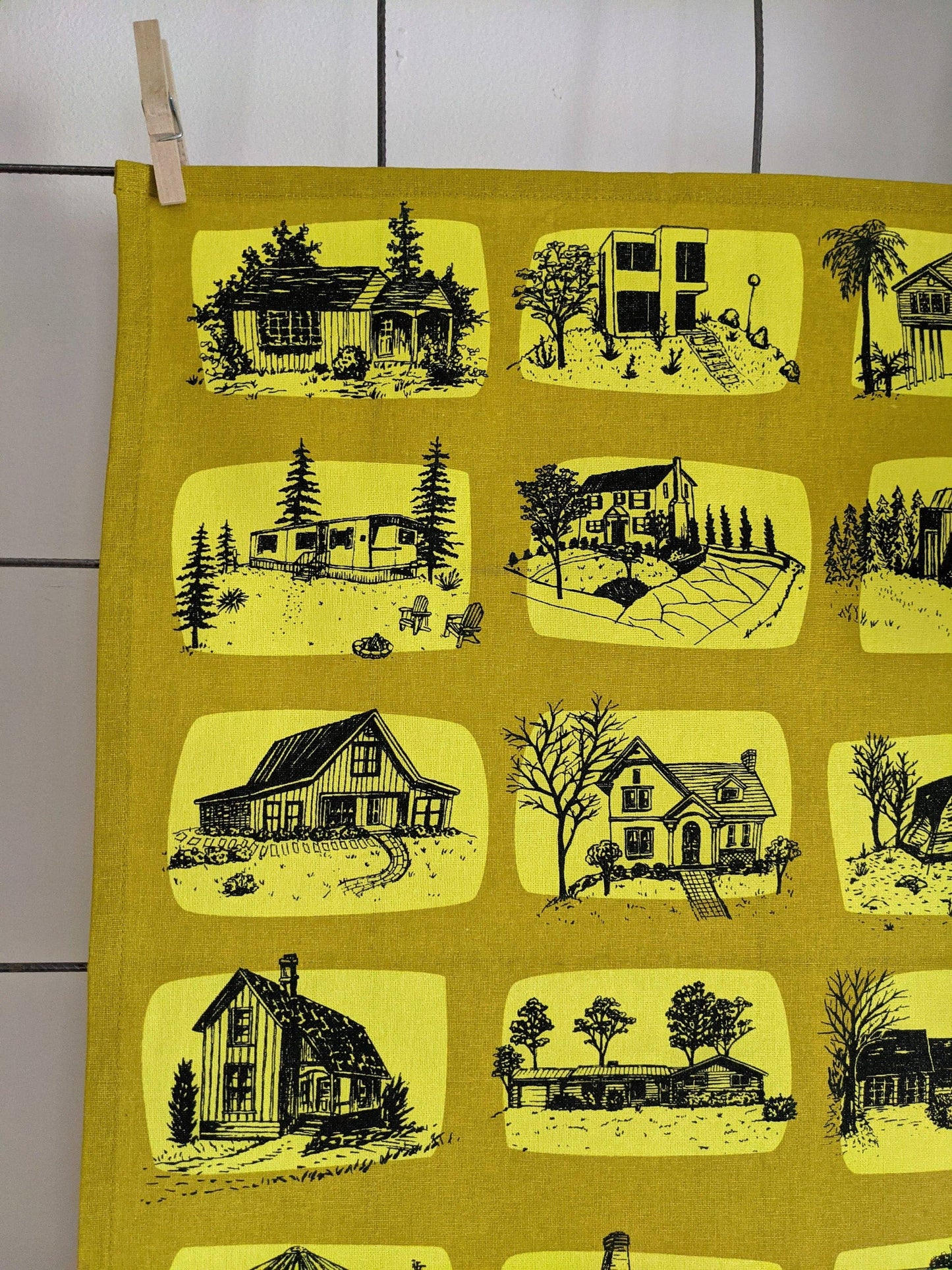 Tea towel | houses - yellow architecture