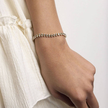 Oval Cubic Zirconia Tennis Bracelet in Stainless Steel