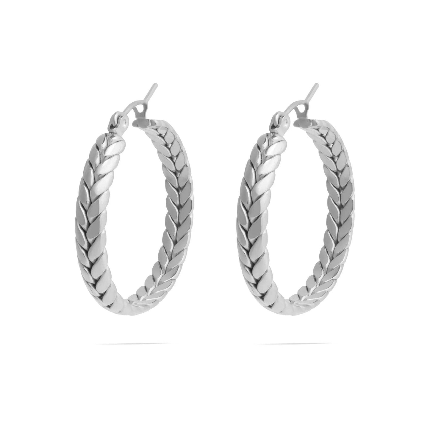 Stainless Steel Braided Hoop Earrings