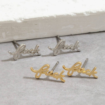 Cursive Fuck Earrings
