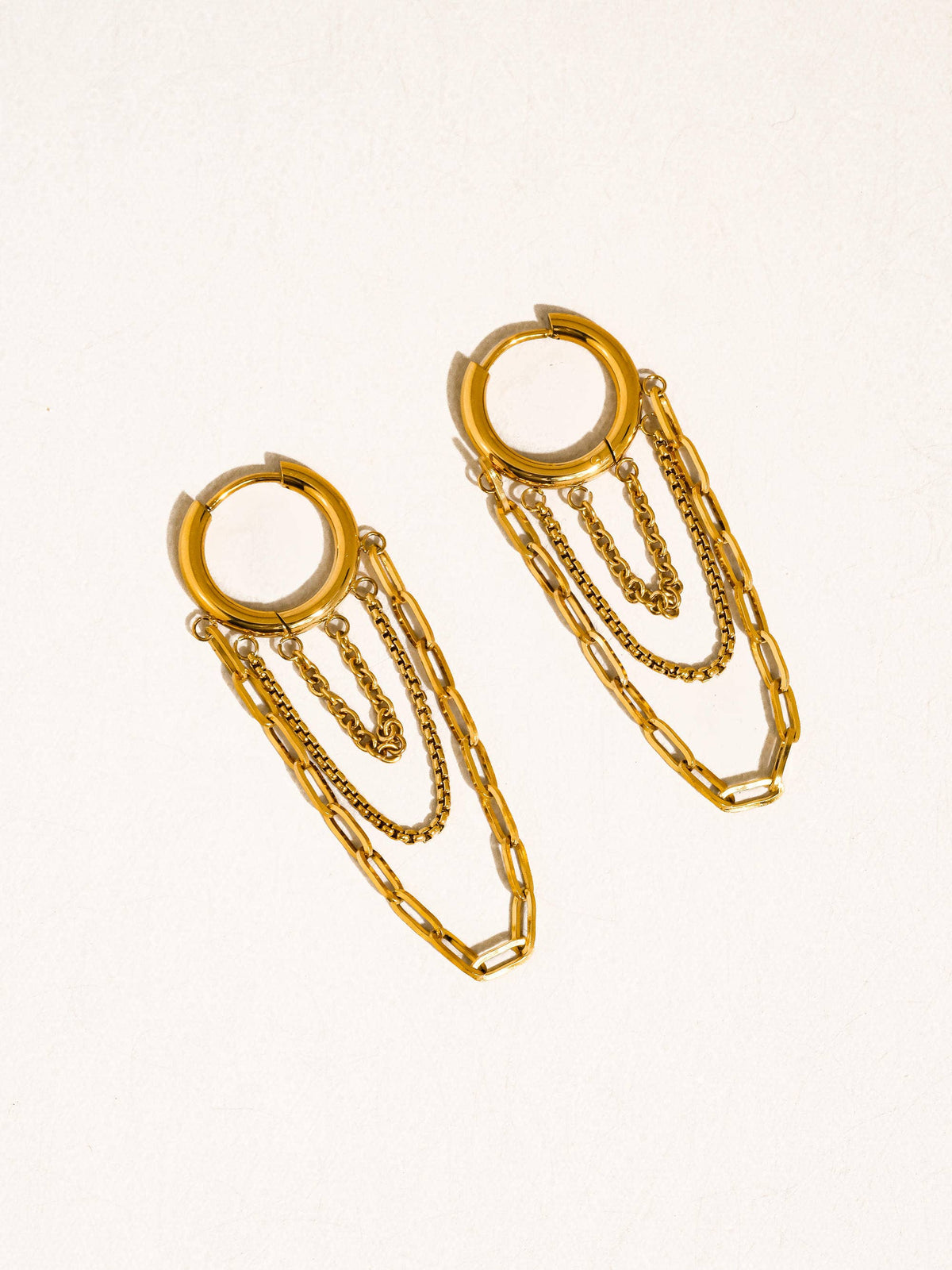 Multi-Chain Drop Hoop Earrings