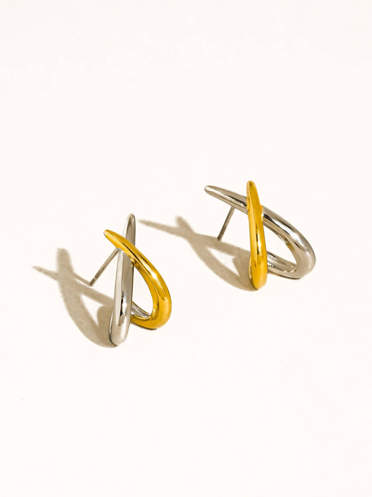 Mixed Metal Crossover Earrings
