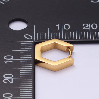 Stainless Steel Hexagon Huggie Earrings