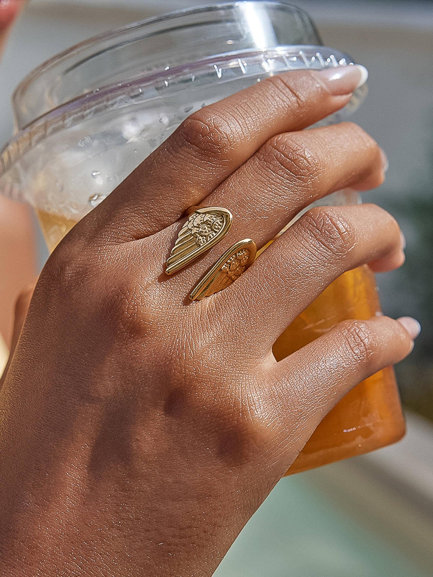 Stainless Steel Angel Wing Ring
