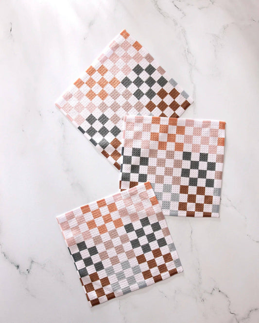 Autumn Checkers- Geometry Dishcloth Set