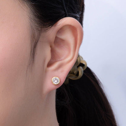 18K Gold Filled + Zircon Round Stud Earrings