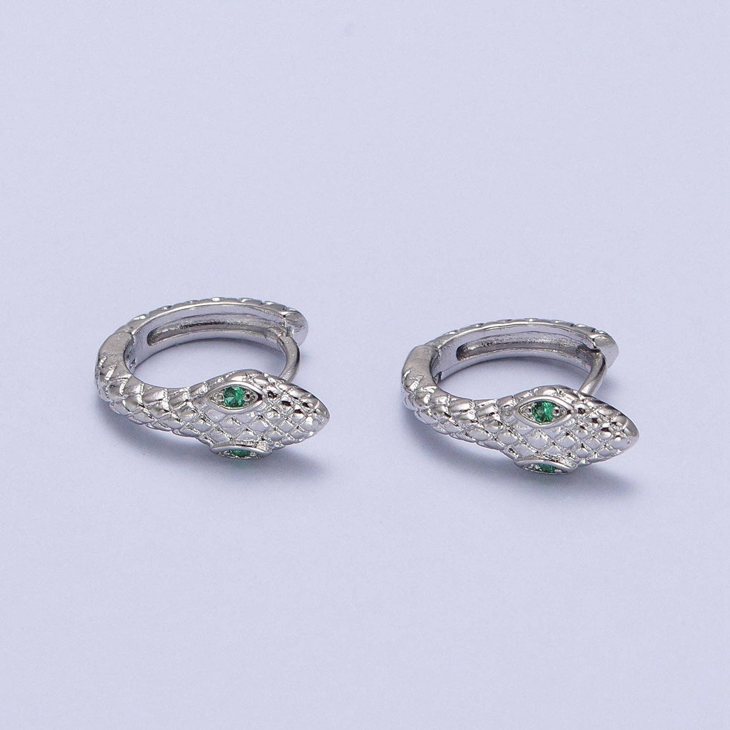 Green Eyed + Scaled Snake Huggie Earrings