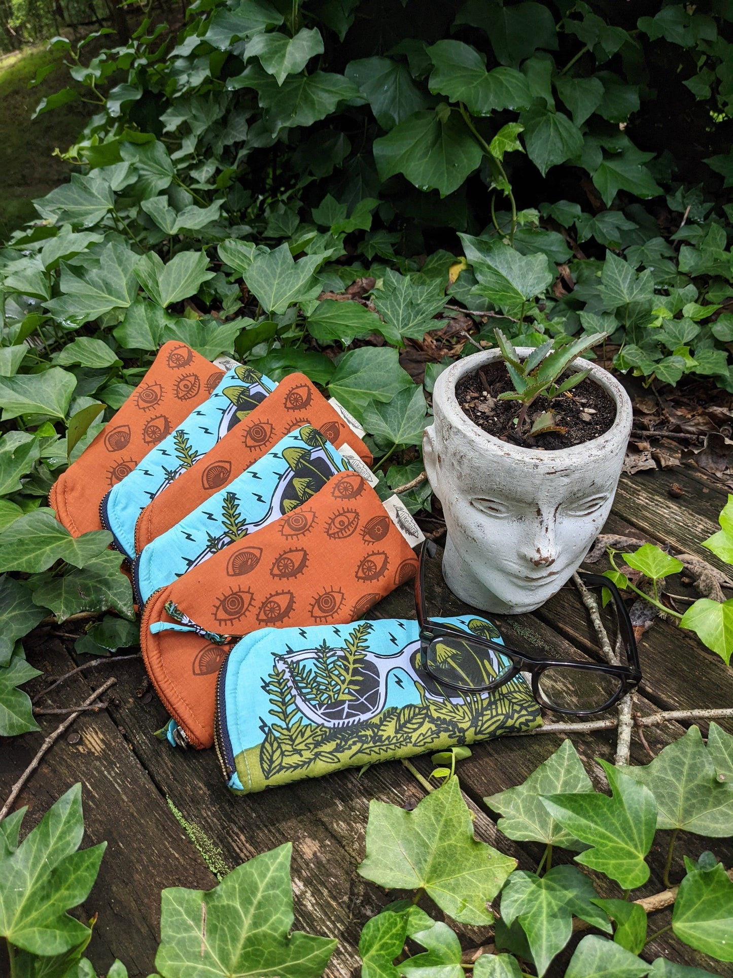 Glasses case | green & blue glasses