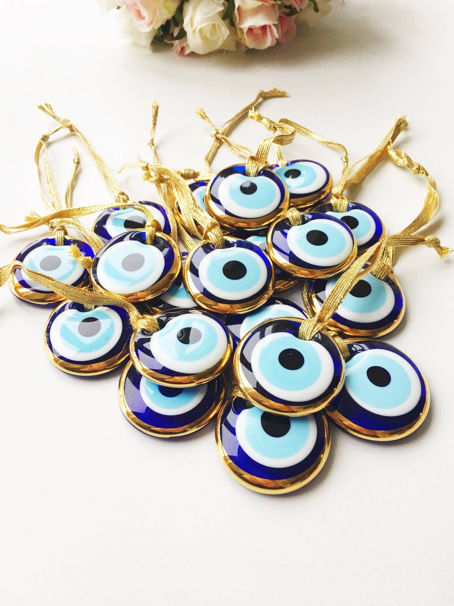 Small Gold Trimmed Glass Evil Eye