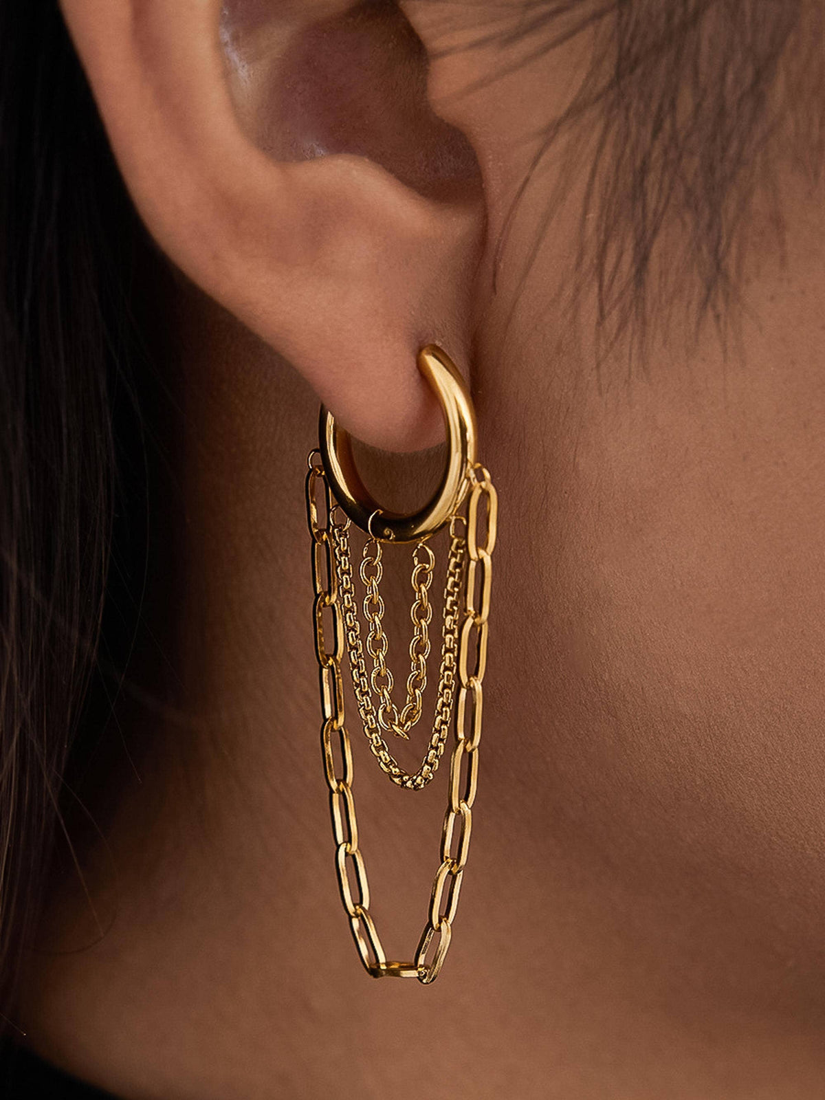 Multi-Chain Drop Hoop Earrings