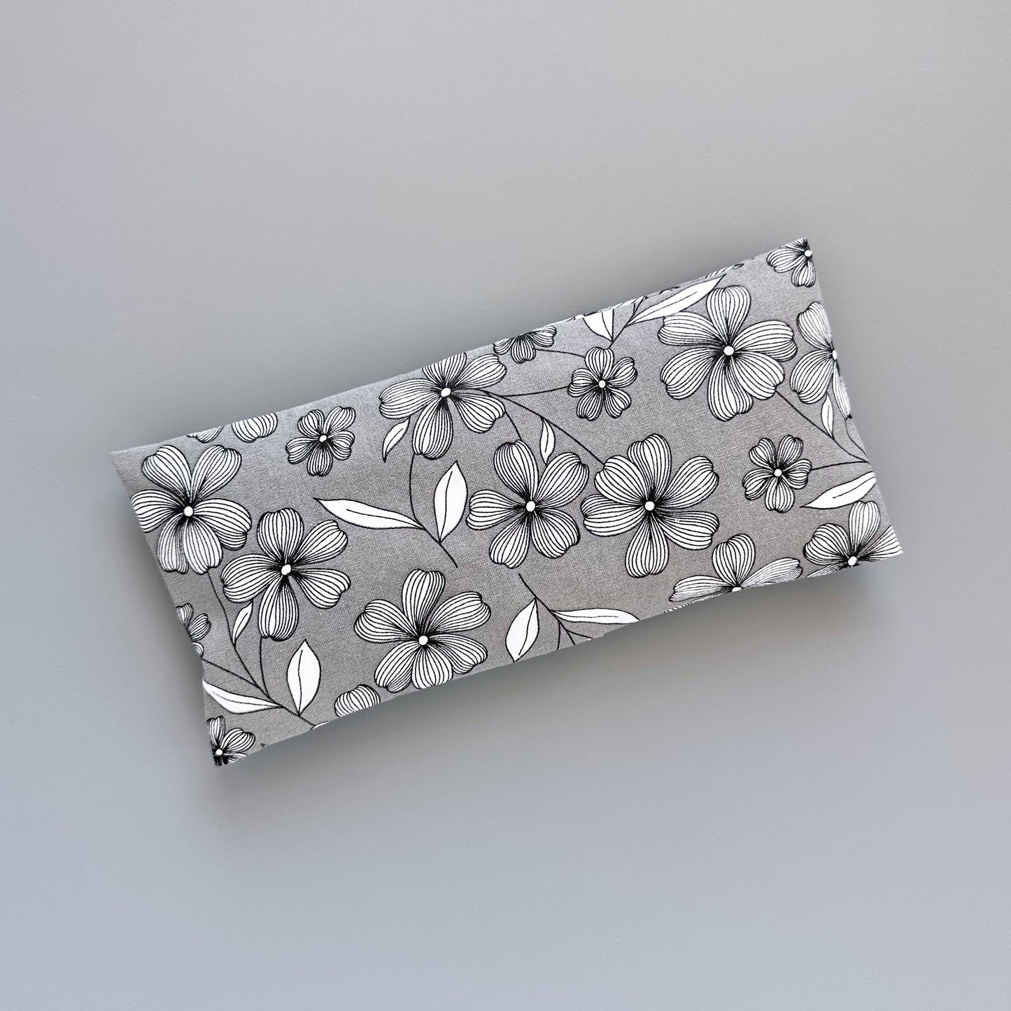 Gray Floral Organic Lavender and Flaxseed Eye Pillow