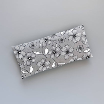Gray Floral Organic Lavender and Flaxseed Eye Pillow