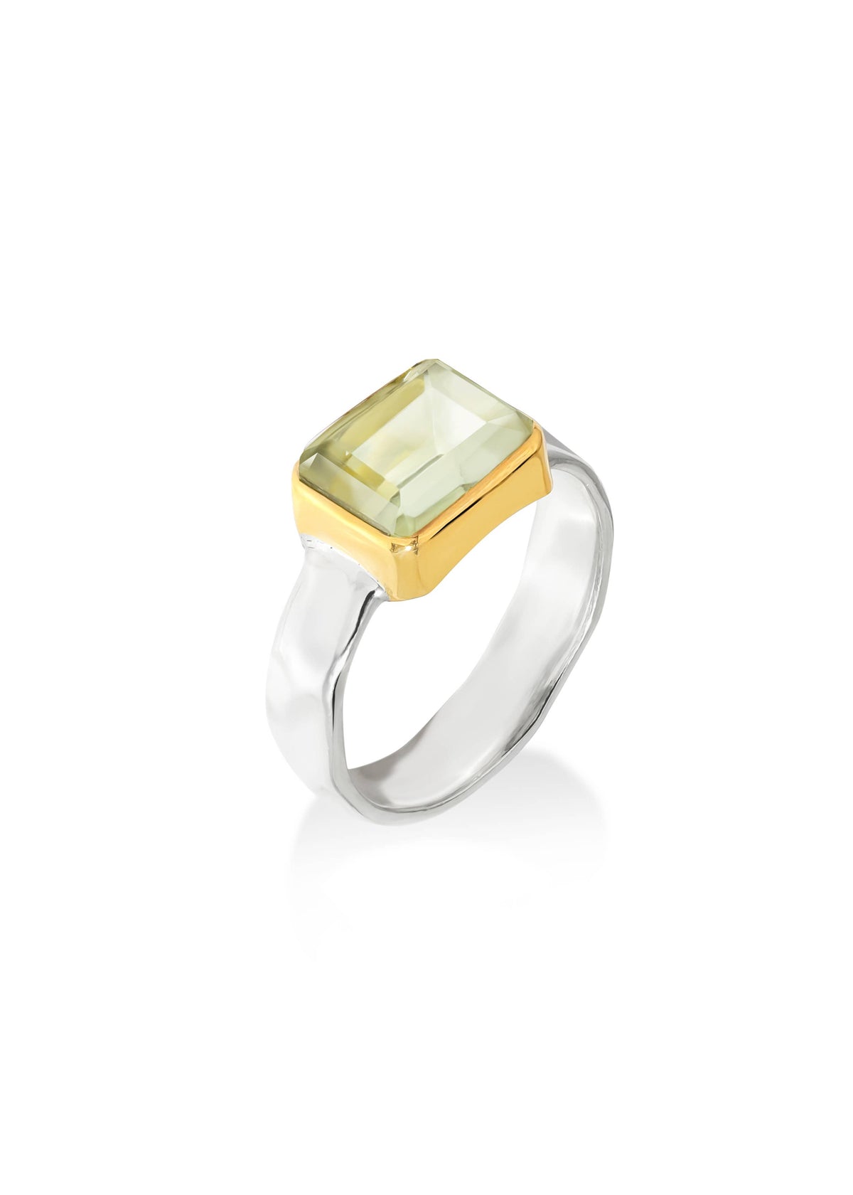 Green Amethyst + Mixed Metal Ring