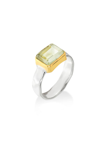Green Amethyst + Mixed Metal Ring