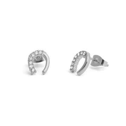 Zircon + Stainless Steel Horseshoe Stud Earrings