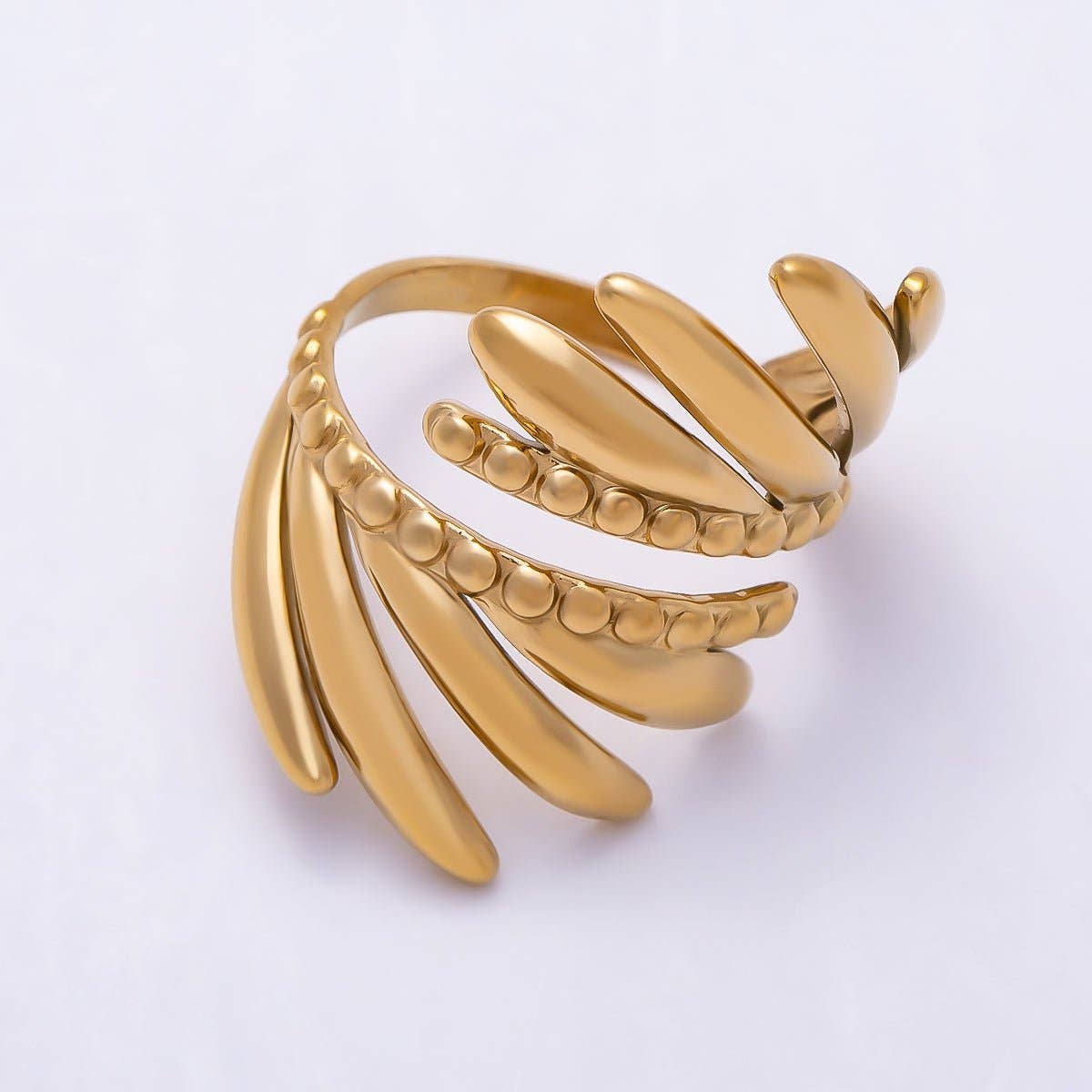 Gold Geometric Leaf Ring